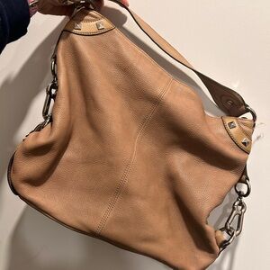 B. Makowsky Leather Hobo Shoulder Bag - Tan